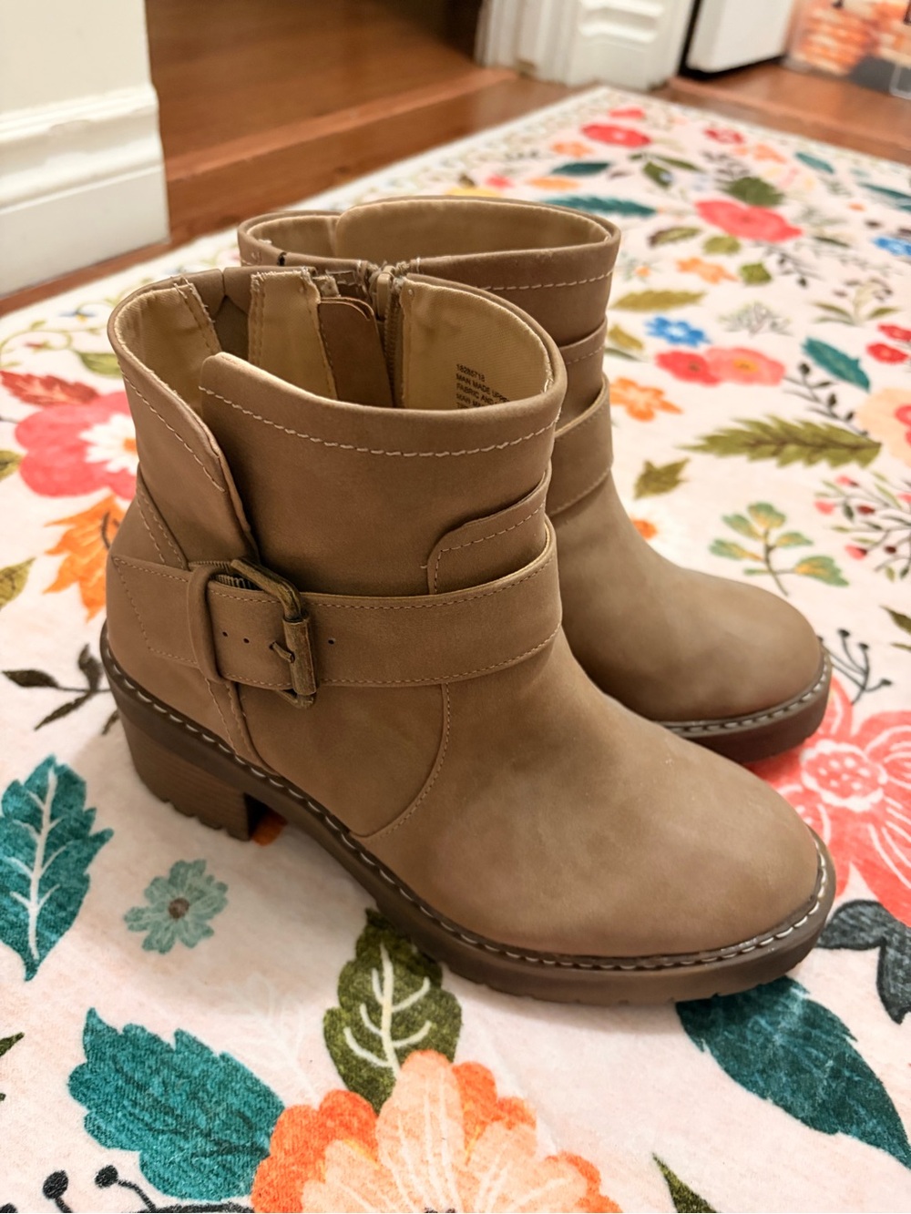 Women's Tan Ankle Boot with Buckle Detail